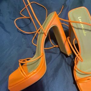 Orange platform heels